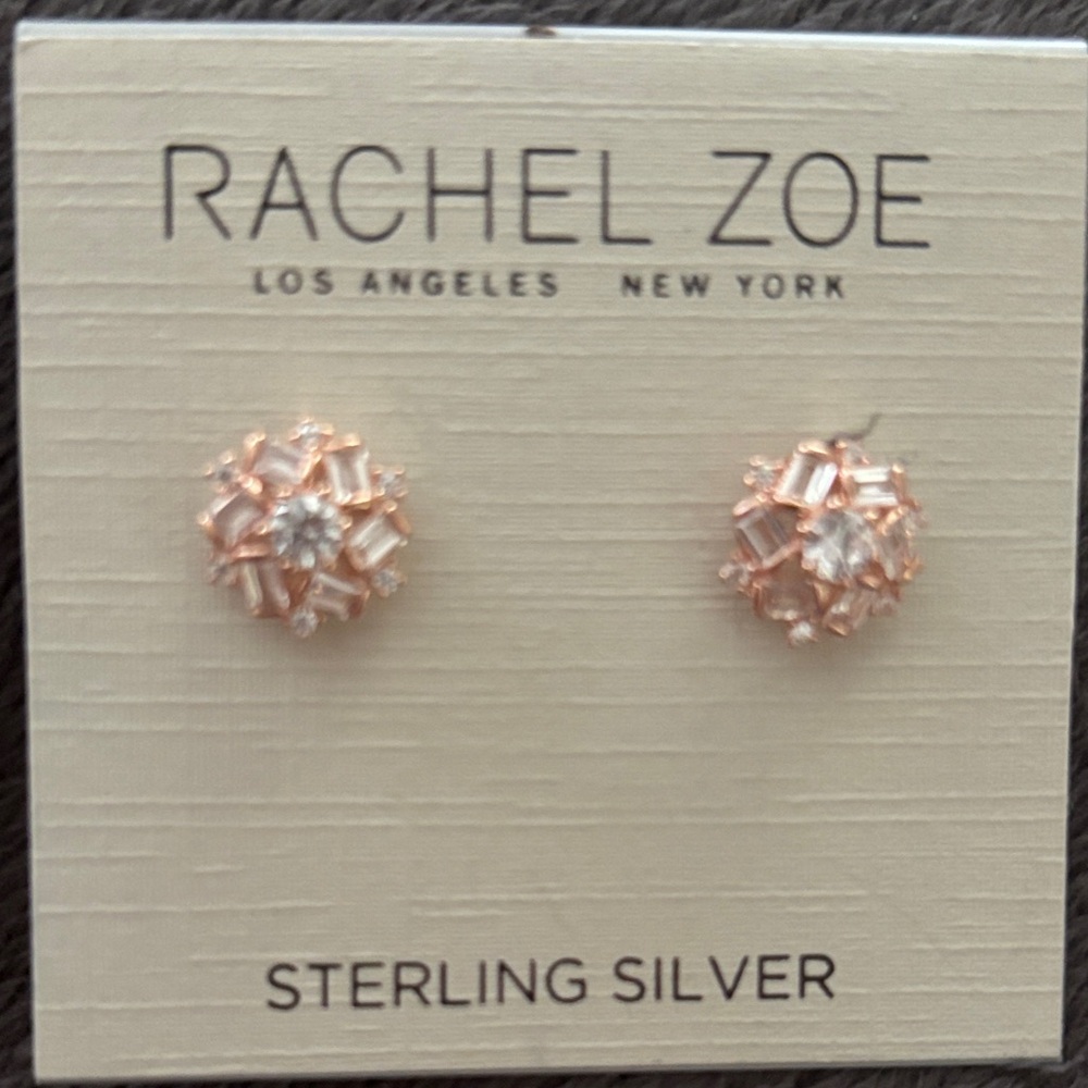 Rachel Zoe Rose Gold Sterling Silver Earrings. New